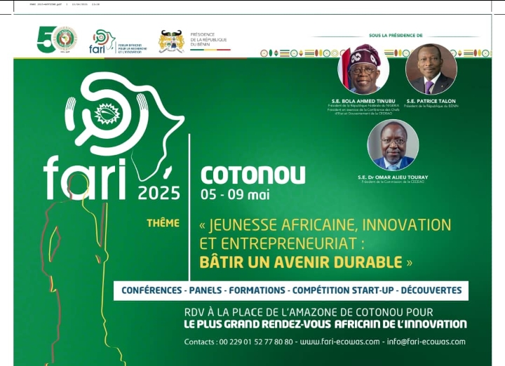 Recherche et innovation en Afrique : Cotonou abrite du 5 au 9 mai   la 2 e édition du Fari